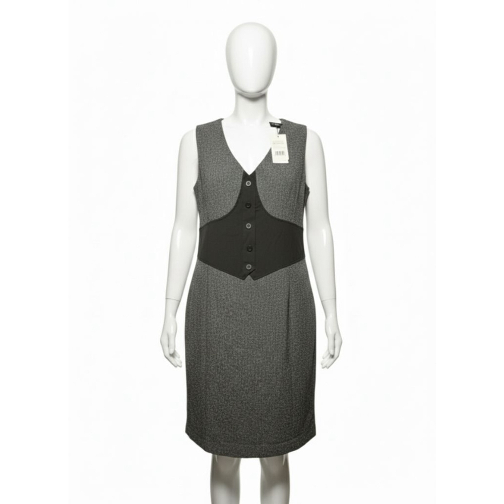Women's ASHLEY STEWART Gray & Black Sleeveless Dress Plus Size 24